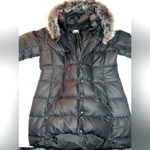 North face women’s winter double breasted fur coat.